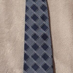Faconnable Navy and White Checkered Tie